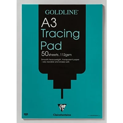 Image of Clairefontaine Ref GPT3A3Z Goldline Heavyweight Tracing Pad (Contains 50 Sheets) A3 (420 x 297mm) in Size, 112gsm Paper, FSC Certified Suitable for Items