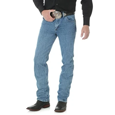 Image of Wrangler Men&#039;s Premium Performance Cowboy Cut Slim Fit Jean, Stonewashed, 33W x 32L