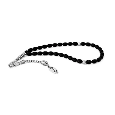Image of Gök Türk Prayer Beads Tesbih 33 Tasbih &#039;Cukur&#039; Turkish, Black Silver colours