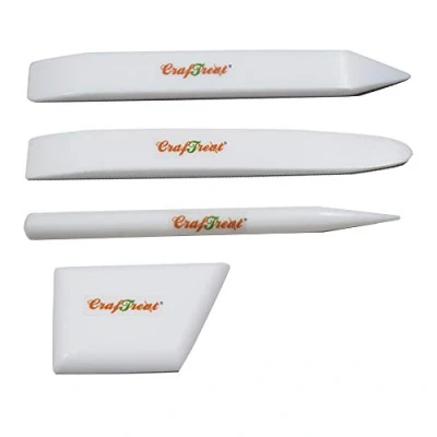 Image of CrafTreat Teflon Bone Folders for Card Making Large, Ergo Square, Lifter, and Burnisher Folder Set Tool Scoring Creasing Origami Bookbinding Paper Crafts Work