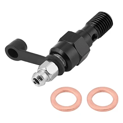Image of M10x1.0mm Motorcycle Brake Master Cylinder Caliper Bleed Screw Nipple Banjo Bolt and Dust Cap (Black)