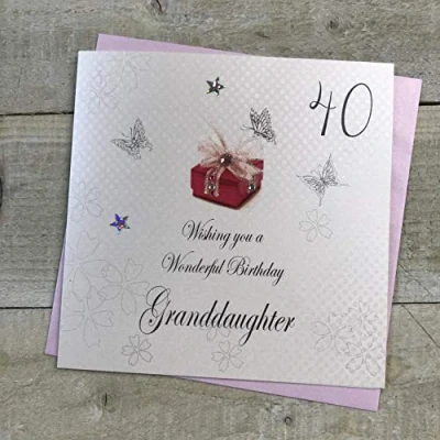 Image of WHITE COTTON CARDS 40 Wishing You a Wonderful Handmade Birthday Card (Granddaughter, 40th)