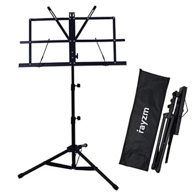 Image of Rayzm Sheet Music Book Stand,Sturdy Portable Folding Metal Stand with Carrying Bag, Adjustable Heights, Max Load Weight 1.5kgs, Lightweight &amp; Compact for Storage or Travel