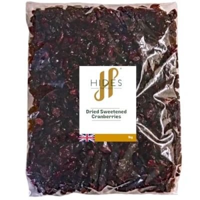 Image of Hides Fine Foods Dried Sweetened Cranberries 1kg Suitable for Vegetarians Baking Granola Breakfast Muffins Snacking Desserts A Good Source of Fibre.