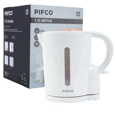 Image of PIFCO White 1.7L Electric Kettle Lightweight and Compact Cordless for Small Kitchens, Travel, Dorms with Boil Dry Protection Ideal Everyday Use