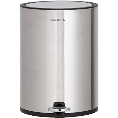 Image of Sealskin Industrial Pedal Bin, Stainless Steel, 27 x 25.2 18.5 cm