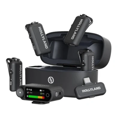Image of Hollyland LARK MAX 2 Combo 4 Person Version, Wireless Lavalier Microphone, Tailored for Multi Shooting Scenarios, Microphone Camera, iPhone, Android, (4TX + 2RX+ Charging Case)