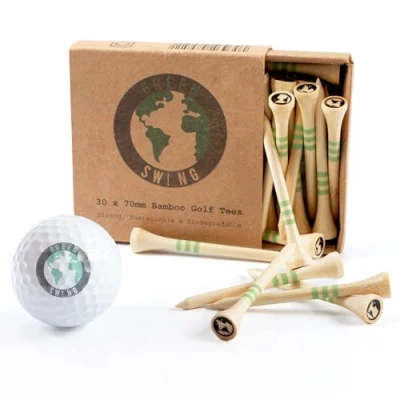 Image of Green Swing Bamboo Golf Tees 70mm Strong Sustainable Biodegradable 30pcs (Natural Bamboo)