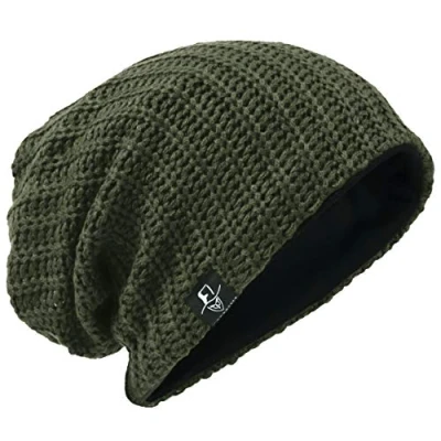 Image of VECRY Men&#039;s Slouchy Beanie Knit Rasta Skull Cap for Summer Winter (Ribbed Green)