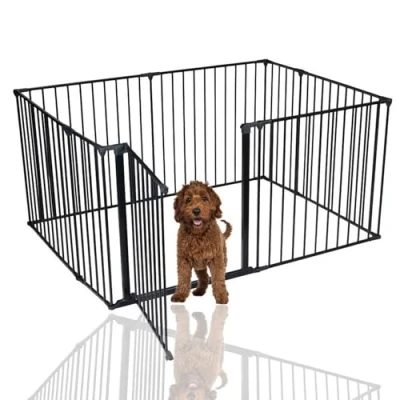 Image of Bettacare Pet Pen, 105cm x 144cm, Black, 70cm High, Dog Pen for Pets, Dogs and Puppies, Playpen suitable Indoor Outdoor use, Easy Installation