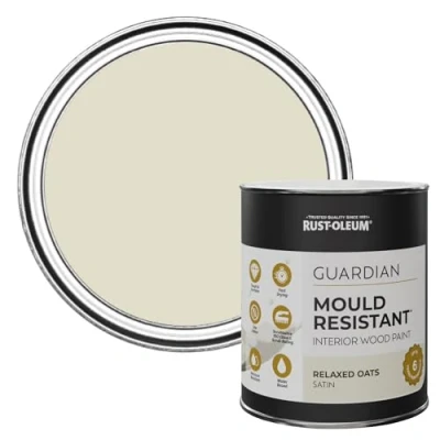 Image of Rust Oleum Beige Guardian Mould Resistant Interior Wood Paint in Satin Finish Relaxed Oats 750ml
