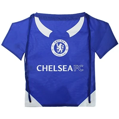 Image of Chelsea FC Official Football Shirt Shaped Drawstring Gym Bag (One Size) (Blue/White)