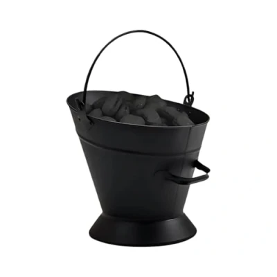 Image of Trendi Metal Fireside Waterloo Bucket &amp; Companion Set Fireplace Coal Wood Scuttle Includes Poker, Shovel, Tongs Burner Accessories Kit (Waterloo Black)