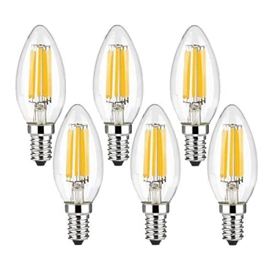 Image of HANCLLED E14 Dimmalbe LED Candle Bulbs Warm White 6W Vintage Small Edison Screw SES Filament Bulb C35 Clear Decorative Lamp Light Energy Saving [6 Pack]