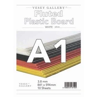 Image of Vesey Gallery® White Fluted Correx Board Pack of 10 Sheets. from A4 to A1 Size (A1 (841 x 594mm))