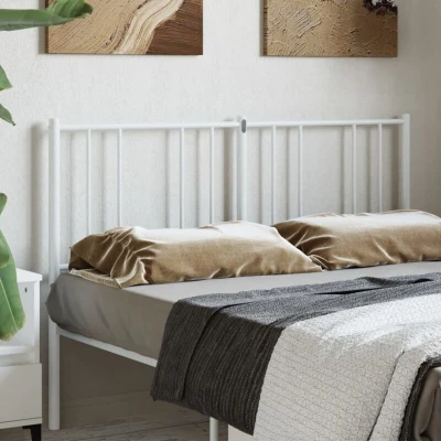 Image of vidaXL Classic White Metal Headboard, Powder Coated Steel Construction, 120 cm, Elegant Design for Bedroom Decor