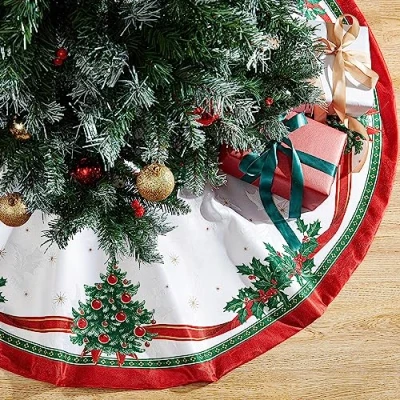 Image of Elrene Home Fashions Villeroy &amp; Boch Toy&#039;s Delight Holiday Christmas Tree Skirt, Round, 48&quot; x