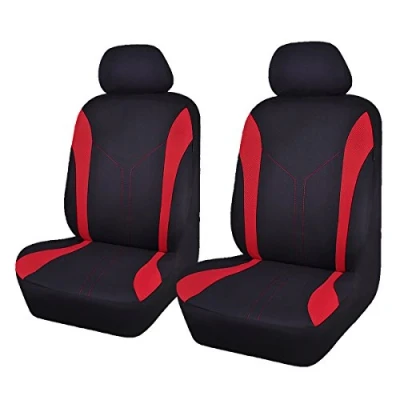 Image of Flying Banner Universal Fit Car Seat Cover Sets Mesh Fabric Splicing Polyester (2 Fronts, Black and Red)