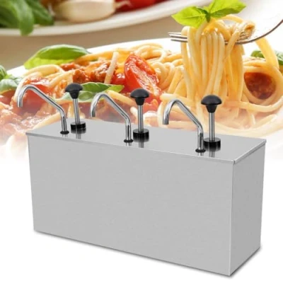 Image of Stainless Steel Pump Sauce Dispenser Spice Catering Ketchup Mustard (4L/3x4L) (3x4L)
