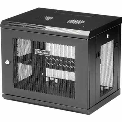 Image of StarTech.com 2 Post 9U Wall Mount Network Cabinet w/ 1U Shelf, 19&quot; Mounted Server Rack for IT / Data Computer Equipment