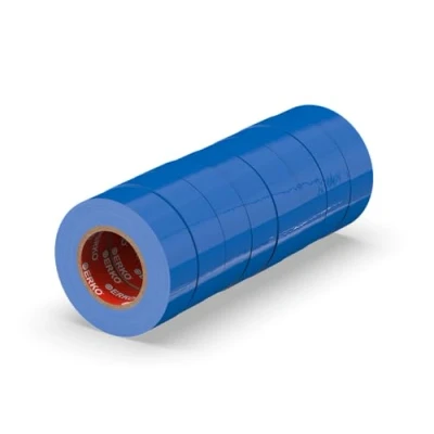 Image of ERKO electrical insulation tape Blue 19mm x 20m 8 pack for wires, High flexibility, adhesive strength tape, sealing Strong PVC