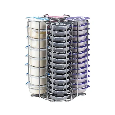 Image of Coffee Capsule Holder Tassimo, 52 T Disc Pod Storage Rack Rotating Wire Organiser, Silver