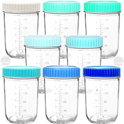 Image of Youngever 8 Sets 240ML Glass Baby Food Storage, Containers with Airtight Lids, Coastal Colors