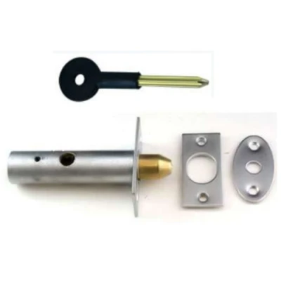 Image of Satin Chrome Door Security Rack Bolt 60mm Complete with Star Key