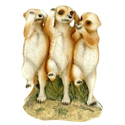Image of Kremers Schatzkiste Meerkat Hear Nothing See Speak Figurine Garden Figure 19 cm Meercat Animal