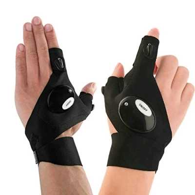 Image of GuDoQi Flashlight Gloves, Outdoor Fishing Work Gloves with Light for Repairing, Working in Darkness Places, Fishing, Camping and Hiking