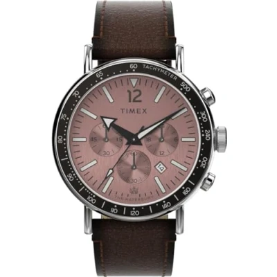 Image of Timex Standard Chrono Mens Brown Watch TW2W47300 Leather (archived) One Size