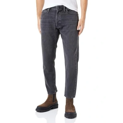 Image of JACK &amp; JONES Men&#039;s Jjifrank Jjoriginal Cropped SBD 511 Jeans, Black Denim, 34 W/32 L