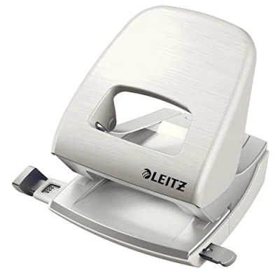Image of Leitz Hole Punch, 30 Sheets, Guide Bar with Format Markings, Metal, Style Range, 50060004 Arctic White