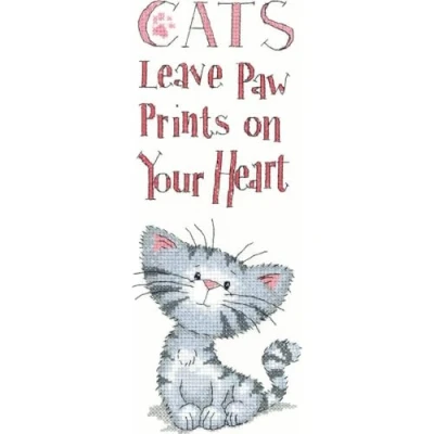 Image of Heritage Crafts Peter Underhill Cross Stitch Kit Cat&#039;s Paw Prints (Aida)