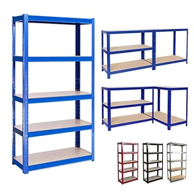 Image of DayPlus Heavy Duty 5 Tier Boltless Garage Shelving Unit Shed Warehouse Workshop Office Storage Shelves Metal Racking, Adjustable Can be split into 2 smaller Shelf Units Standard, Blue