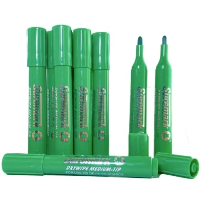 Image of SureMark Drywipe Green Box of 10 Whiteboard Pens Dry erase Markers Ideal for Schools &amp; Offices