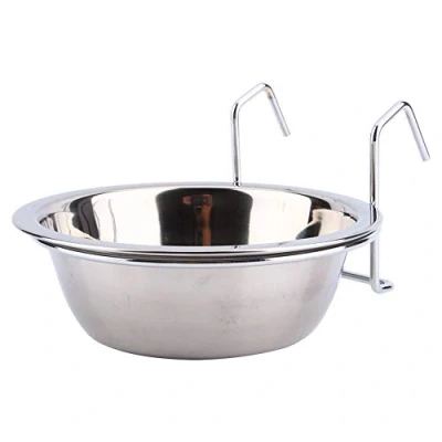 Image of Yosoo Cage Hanging Bowls With Hook, Stainless Steel Food Bowl Water Dispenser for Pet Dog Cat Rabbit Bird