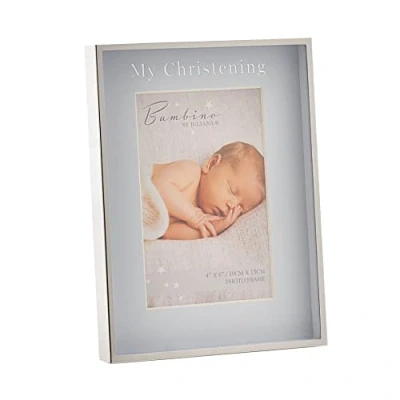 Image of Bambino Silver Colour Photo Frame Christening Day Blue 4&quot; x 6&quot;
