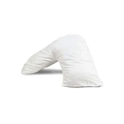 Image of E4Emporium Organic Buckwheat Husk Orthopedic V Shaped Pillow 100% T300 Egyption Cotton Cover with Filling (V Pillow)