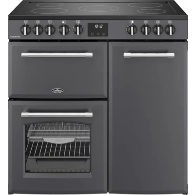 Image of BELLING Farmhouse 90E Electric Ceramic Range Cooker Anthracite &amp; Chrome, Silver/Grey