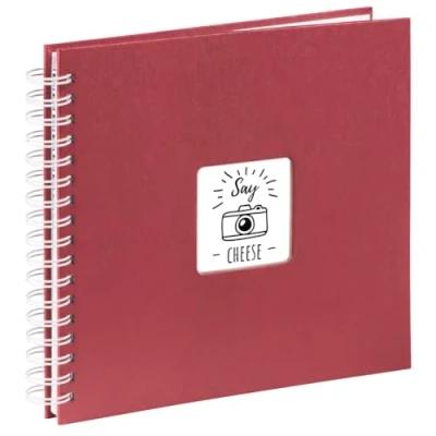 Image of Hama Photo Album 28 x 24 cm (Spiral with 50 White Pages, Book glassine dividers, to Stick in and Design Yourself), Bourdeaux Red, 00001965