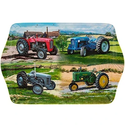 Image of Lesser &amp; Pavey Tractors Design Small Snack Tray Green 21 x 14x 1.5cm Carry Handle at Each End Single Item