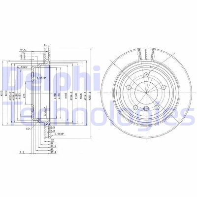 Image of 34211163153, 34211164175, 34211164840 Brake disc DELPHI BG3042 298mm 20mm 5 Vented Oiled Untreated BMW: Saloon, Touring