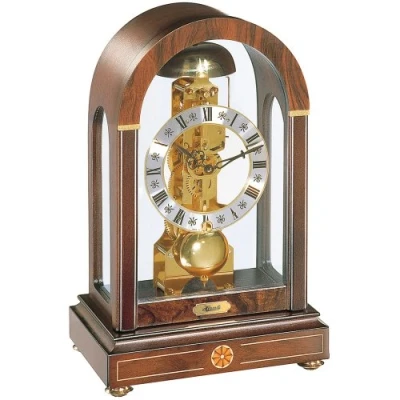 Image of Hermle 22712 030791 14 Days Mechanical Table Cock with Arched Walnut Casing and Hour Strike 30cm x 19cm 13.5cm