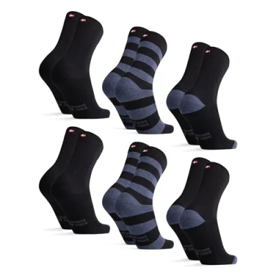 Image of DANISH ENDURANCE Organic Cotton Socks, Black Mens Socks for Women, Unisex, 3 or 6 Pack; Multicolour, 9 12