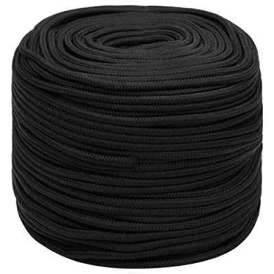 Image of &#039;vidaXL Strong Full Black Polypropylene 8mm Boat Rope for Camping, Sailing, Transportation, Boating 50m Length, Weather Resistant and Easy to Handle
