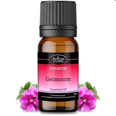 Image of Geranium Essential Oil, Therapeutic Grade, 100% Pure Natural Oils for Diffusers Home, Aromatherapy Relax, Skin &amp; Hair Care, Improved Mood Vegan UK Made, 10ML