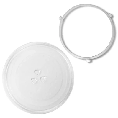 Image of SPARES2GO Microwave Glass Turntable Plate 284mm + 3 Wheel Roller Ring Support Stand Compatible with Samsung MS23F301TAK 23 Litre