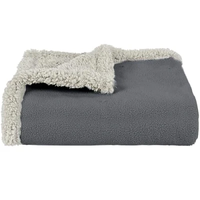 Image of Waterproof Dog Blanket, Pet Pee Proof Fleece Sherpa Throw Blanket for Sofa Couch Bed Protection, Washable Reversible Furniture Protector Cover 125 x 75 cm Gray/Tuape