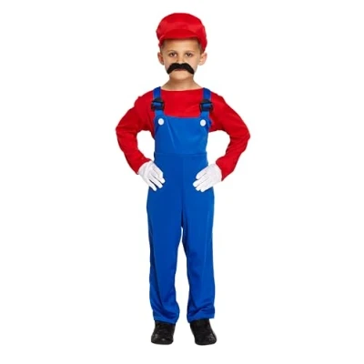Image of HENBRANDT Super Workman Fancy Dress Costume, Red Small (4 6 Yrs)